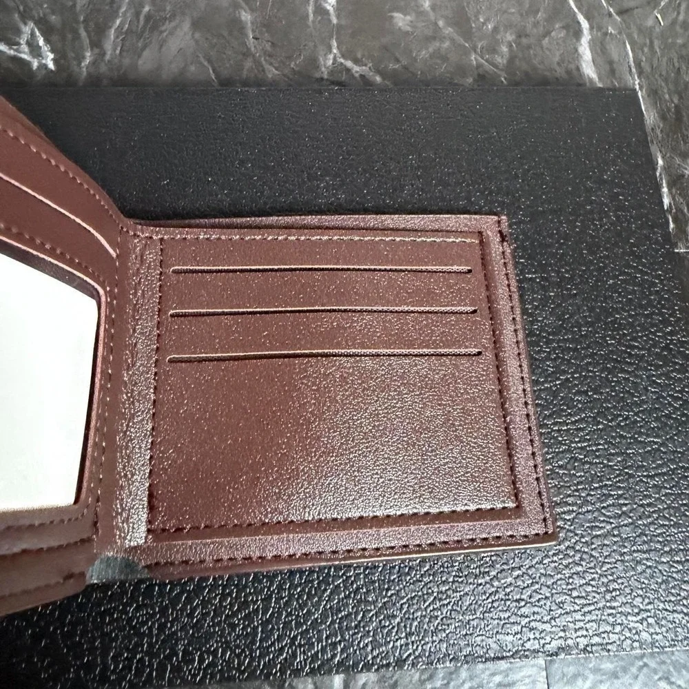 Men's Brown Bi Fold Geometric Cyber Wallet Brand New